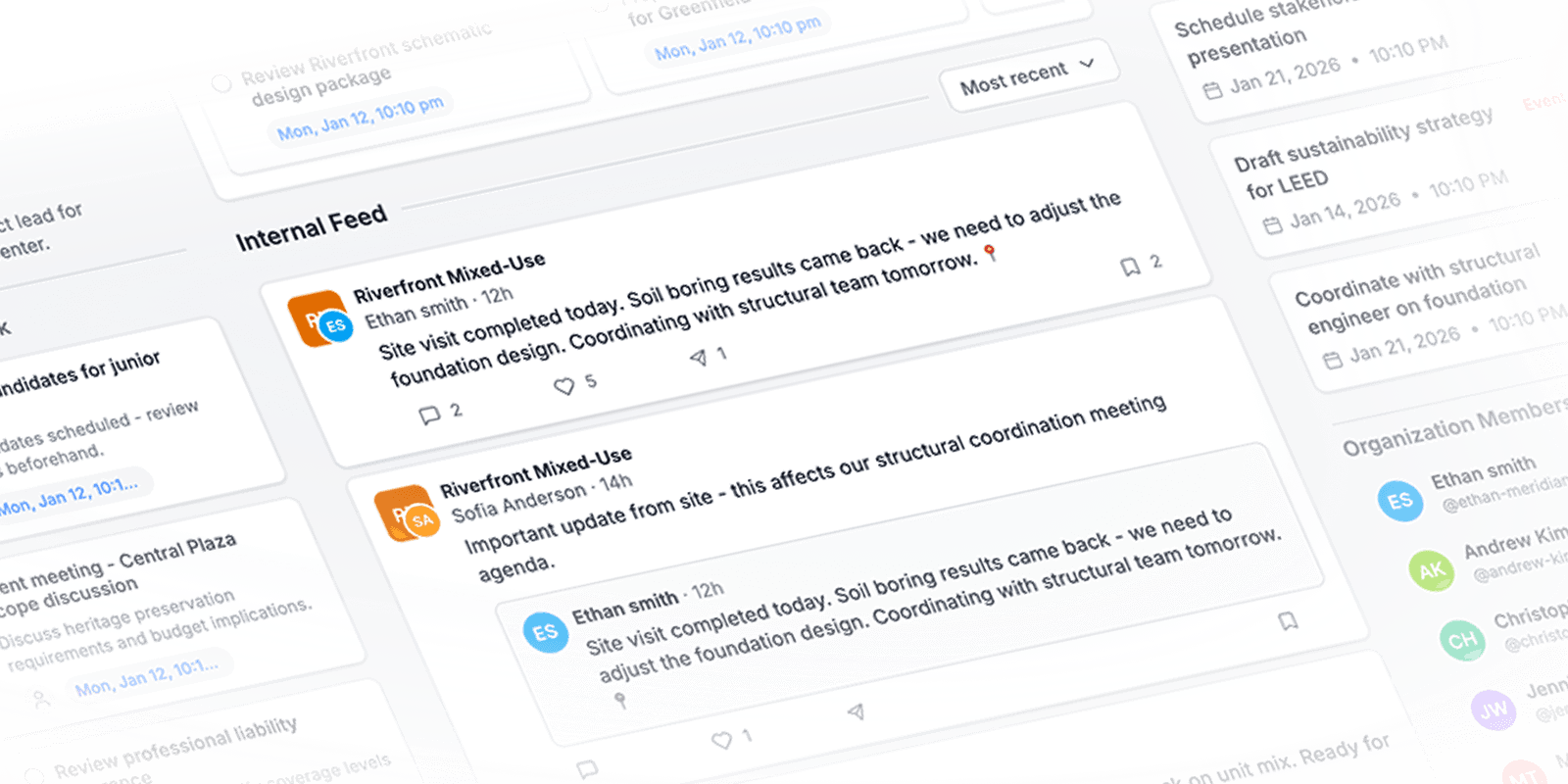Notifications and updates dashboard